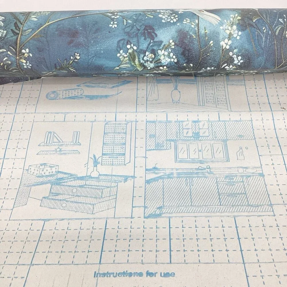 Peel and Stick Wallpaper Floral Doves Bohi Wallpaper Blue White Green Doves